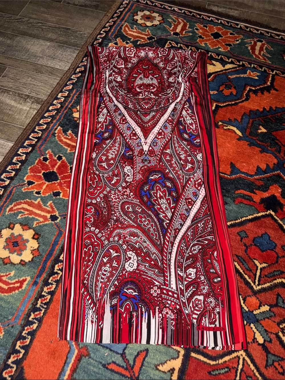 VINTAGE Anne Klein 100% Pure Silk Paisley Scarf